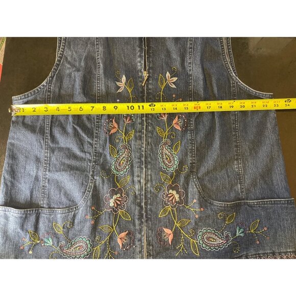 Alfred Dunner Embroidered Denim Full Zip Sleeveless Vest Sz 16W - Picture 6 of 9